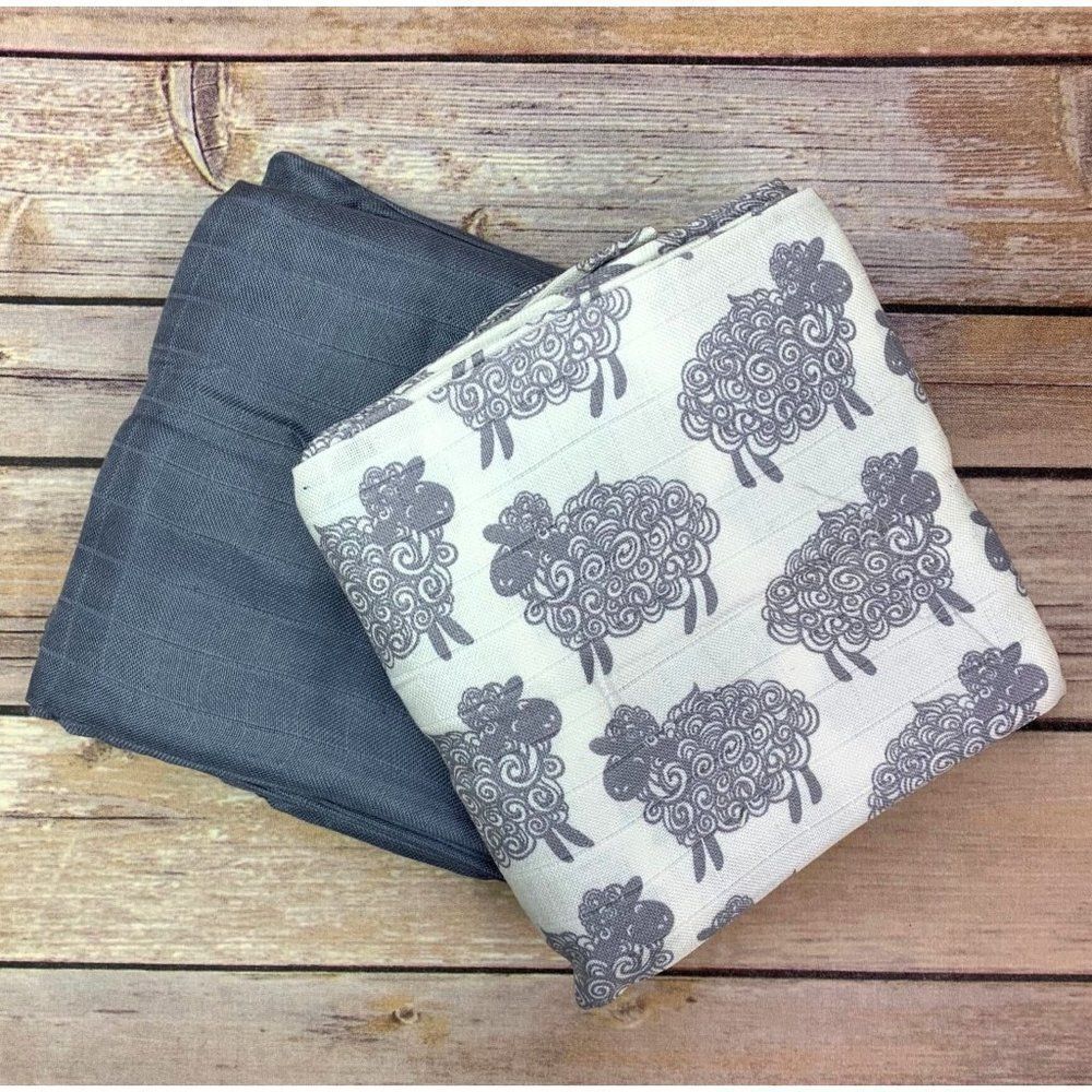 Sheep & Gray, 2pk of BAMBOO Muslin Swaddles 50"x50" made from Bamboo, muslin, nu